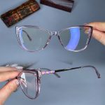 عینک فریم کائوچویی گربه ای دورنگ 0876