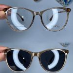 عینک فریم کائوچویی گربه ای کاوردار دسته فلزی  01083
