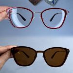 عینک فریم کائوچویی گربه ای کاوردار دسته فلزی 01088