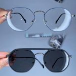 عینک فریم فلزی دوپل چندضلعی کاوردار  010162