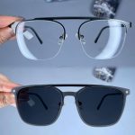 عینک نیم فریم فلزی دوپل زاویه دار کاوردار  010173