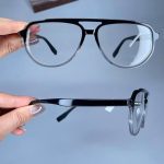 عینک فریم کائوچویی دوپل خلبانی زاویه دار دو رنگ  010232