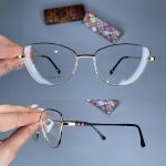 عینک فریم فلزی گربه ای دماغه یک تیکه 01037