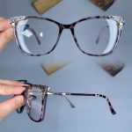 عینک فریم کائوچویی گربه ای پلنگی رنگی  010346