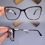 عینک فریم کائوچویی پروانه ای پلنگی رنگی  010392