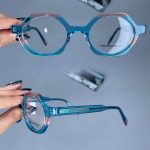 عینک فریم کائوچویی زاویه دار دورنگ ضخیم  010435