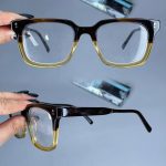 عینک فریم کائوچویی زاویه دار دو رنگ ضخیم  010437