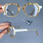 عینک فریم کائوچویی زاویه دار دو رنگ ضخیم  010441