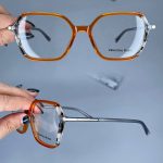عینک فریم کائوچویی مربعی زاویه دار دو رنگ  010446