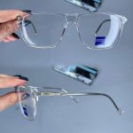 عینک فریم کائوچویی دوپل مستطیلی شفاف  010452