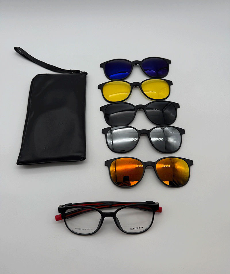 عینک چندکاوره مغناطیسی با کاورهای رنگی و فریم سبک TR9-