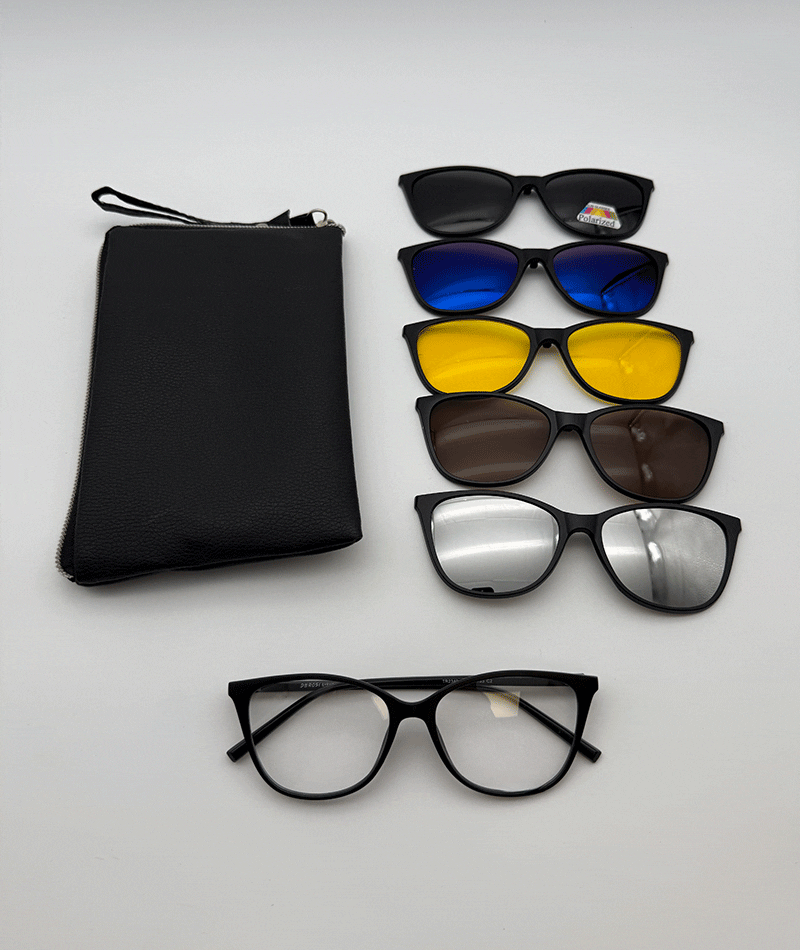 عینک چندکاوره مغناطیسی با کاورهای رنگی و فریم سبک TR90